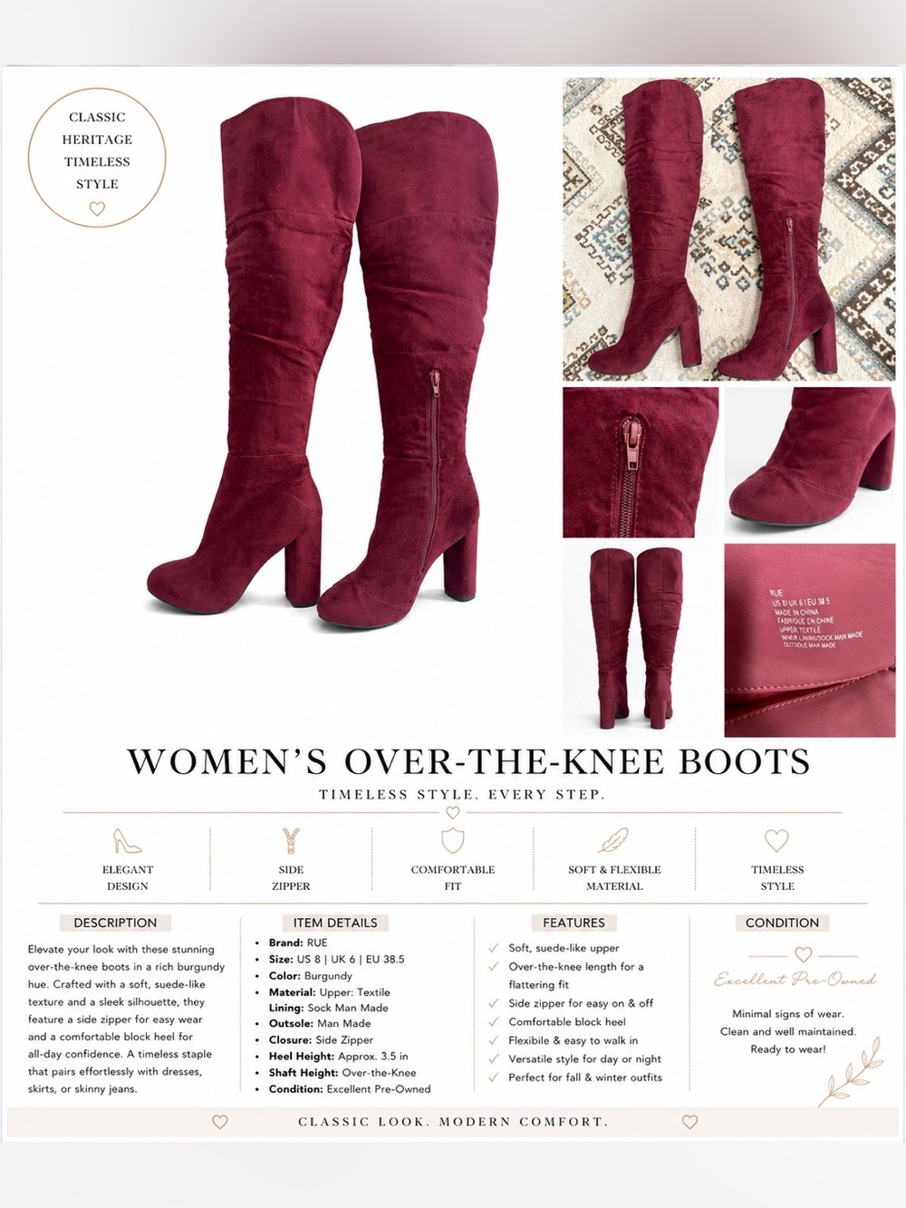 Women's Over-the-Knee Boots in Deep Burgundy